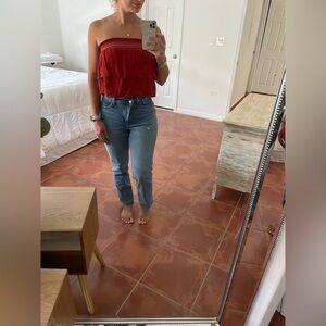 Aerie cropped ruffle tube top